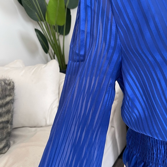 Royal blue sheer striped top - Picture 4 of 4